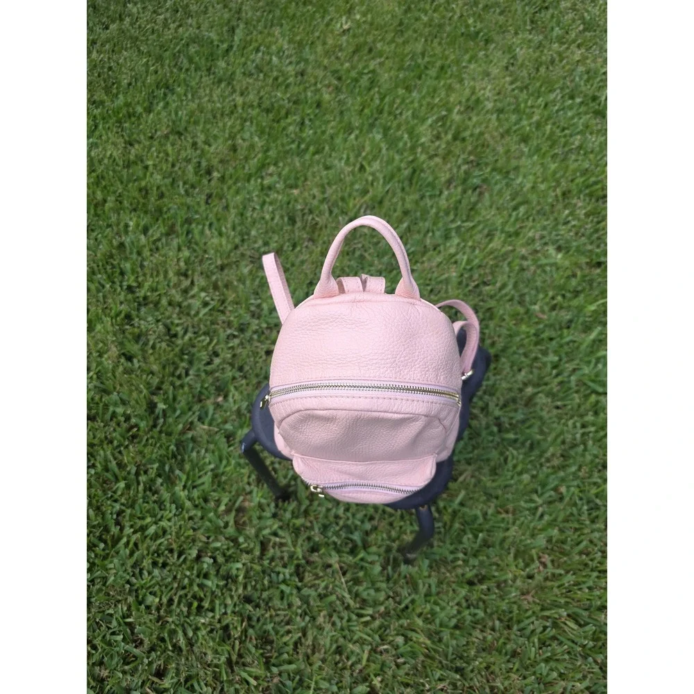 Made in Italy Blush Pink Pebbled Leather Mini Backpack Gold Hardware Handbag